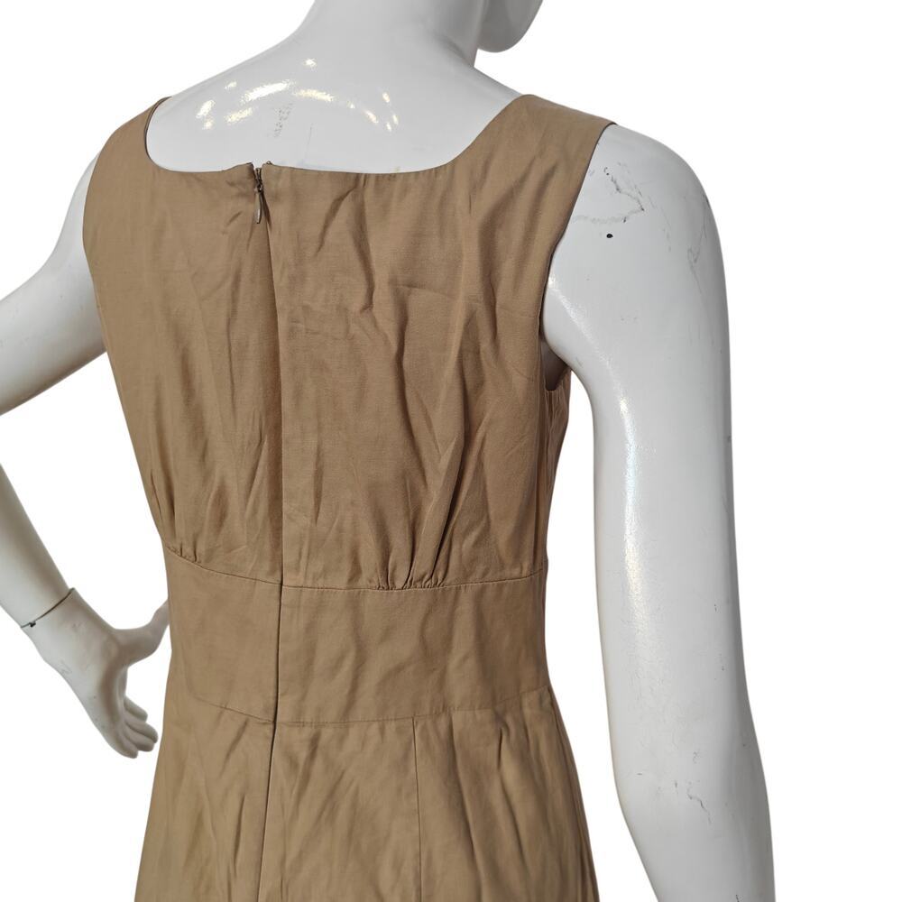 J.Crew Tan Cotton Sleeveless A-Line Dress Empire Waist Size 2 Classic - Picture 3 of 4